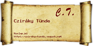 Cziráky Tünde névjegykártya